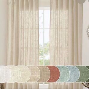 Light filtering quality faux linen curtains teal/green NEW 2 panels